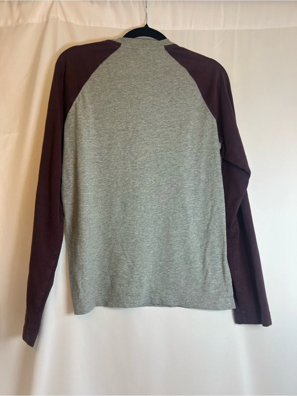 Vintage Jordan Grey Body with Maroon Raglan Henley Long Sleeve Shirt